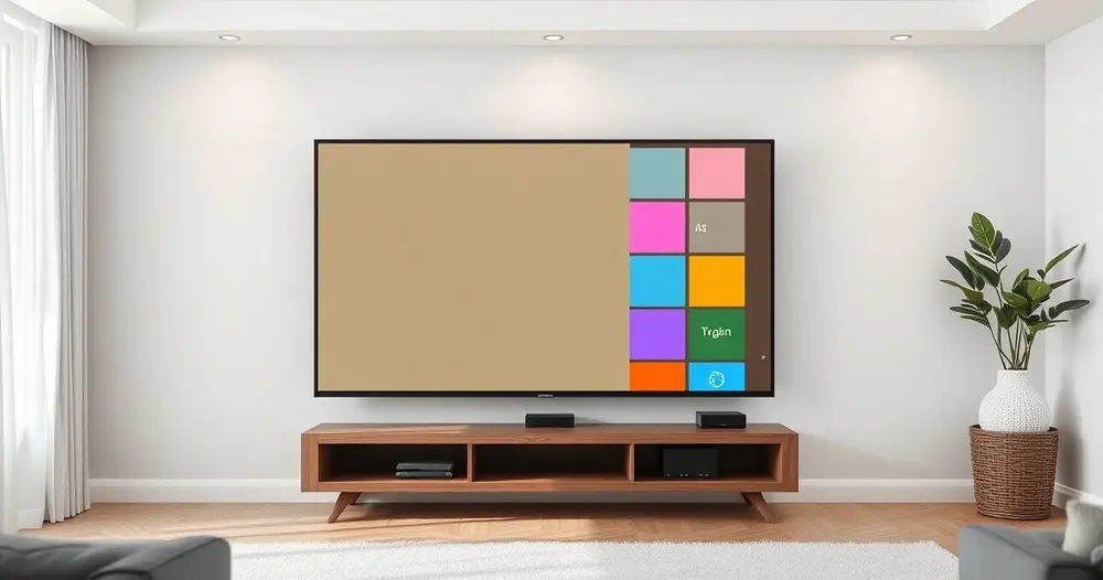televisão exibindo grade de aplicativos na tela inicial